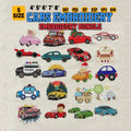 Écussons brodés de voitures, 20 fichiers de broderie machine de véhicules pour projets enfants : camions, hélicoptères et plus encore (formats dst, pes, jef, exp, vp3).